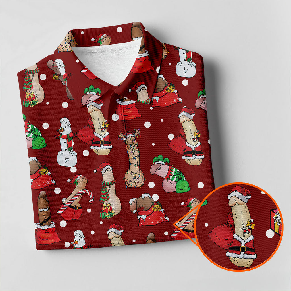 Naughty Santa Hat Christmas Polo Shirts, Unique Gift For Golfer, Polo Shirts For Men, Golf Gift For Men