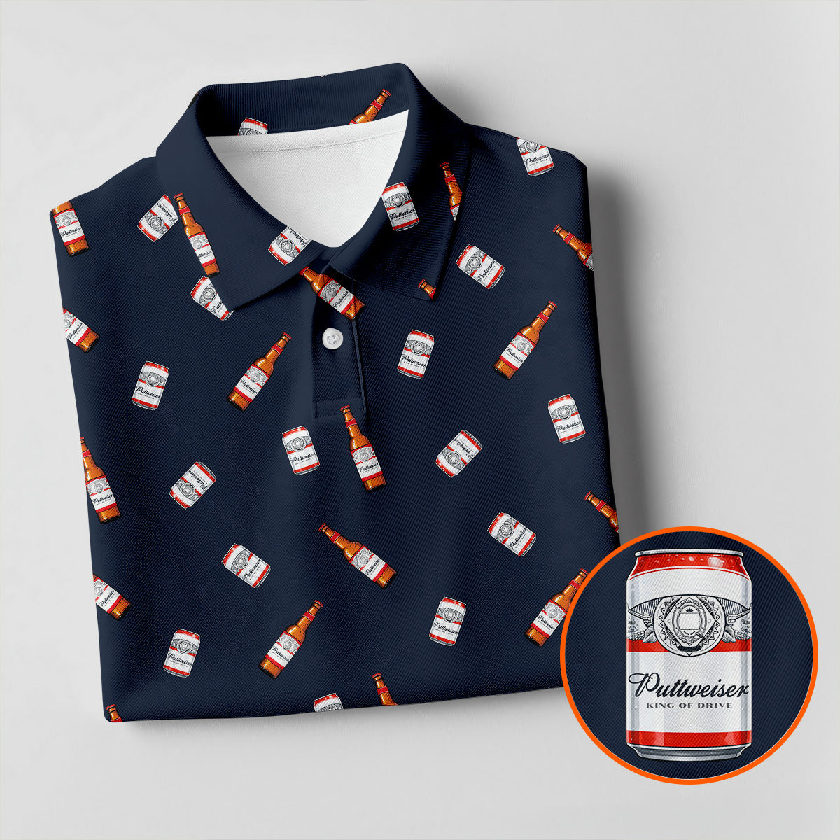 Puttweiser King Of Drive Golf And Beer Fun Women's Golf Shirts, Women's Golf Tops, Ladies Golf Shirt