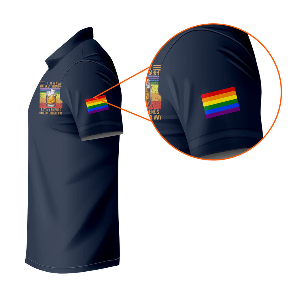 I Like My Whiskey Straight LGBT Pride Month Men's Funny Golf Shirts, LGBT Support Pride Shirt