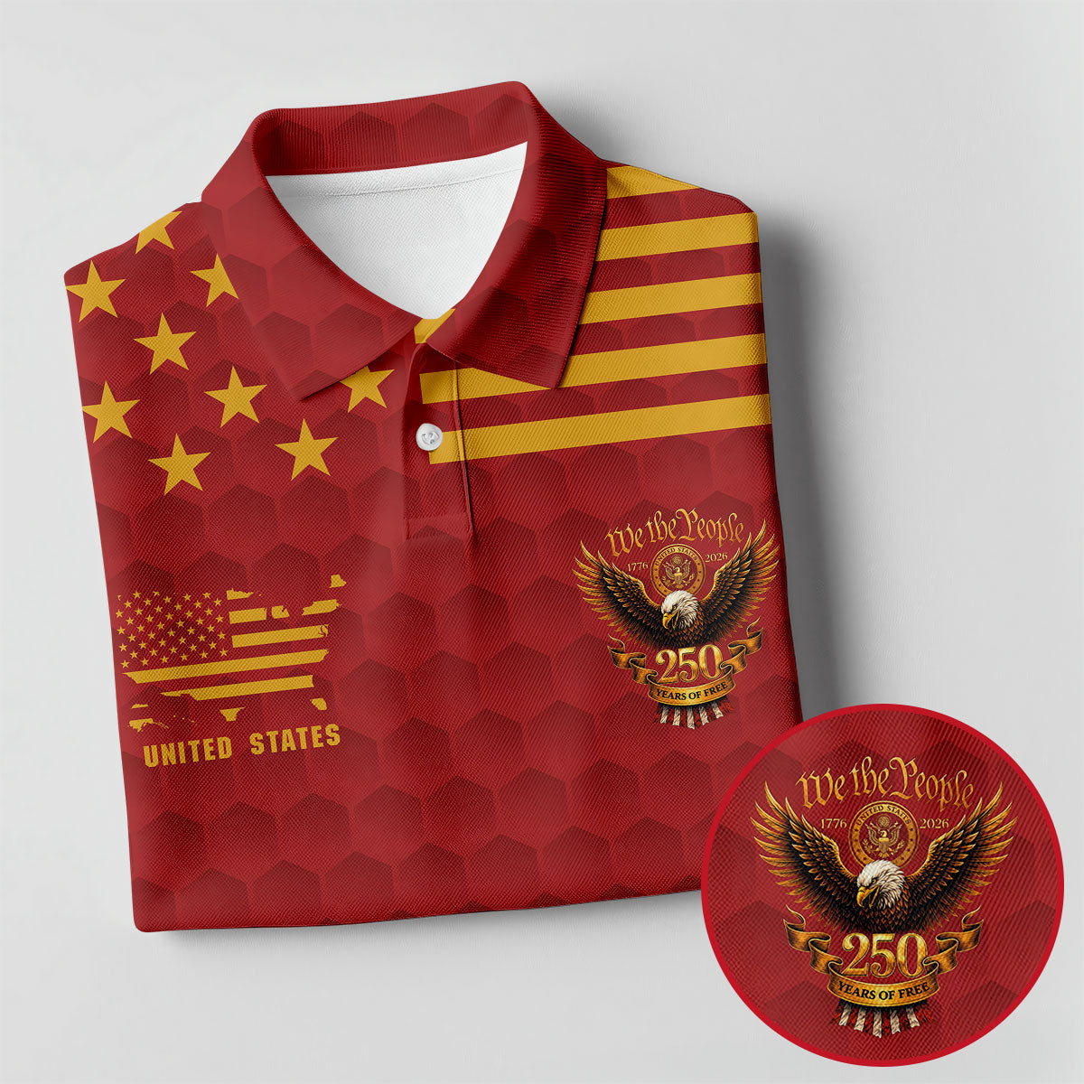 Marine Veteran We The People 250 Years Of Free 4th Of July Golf Shirt, Golf Shirts For Men