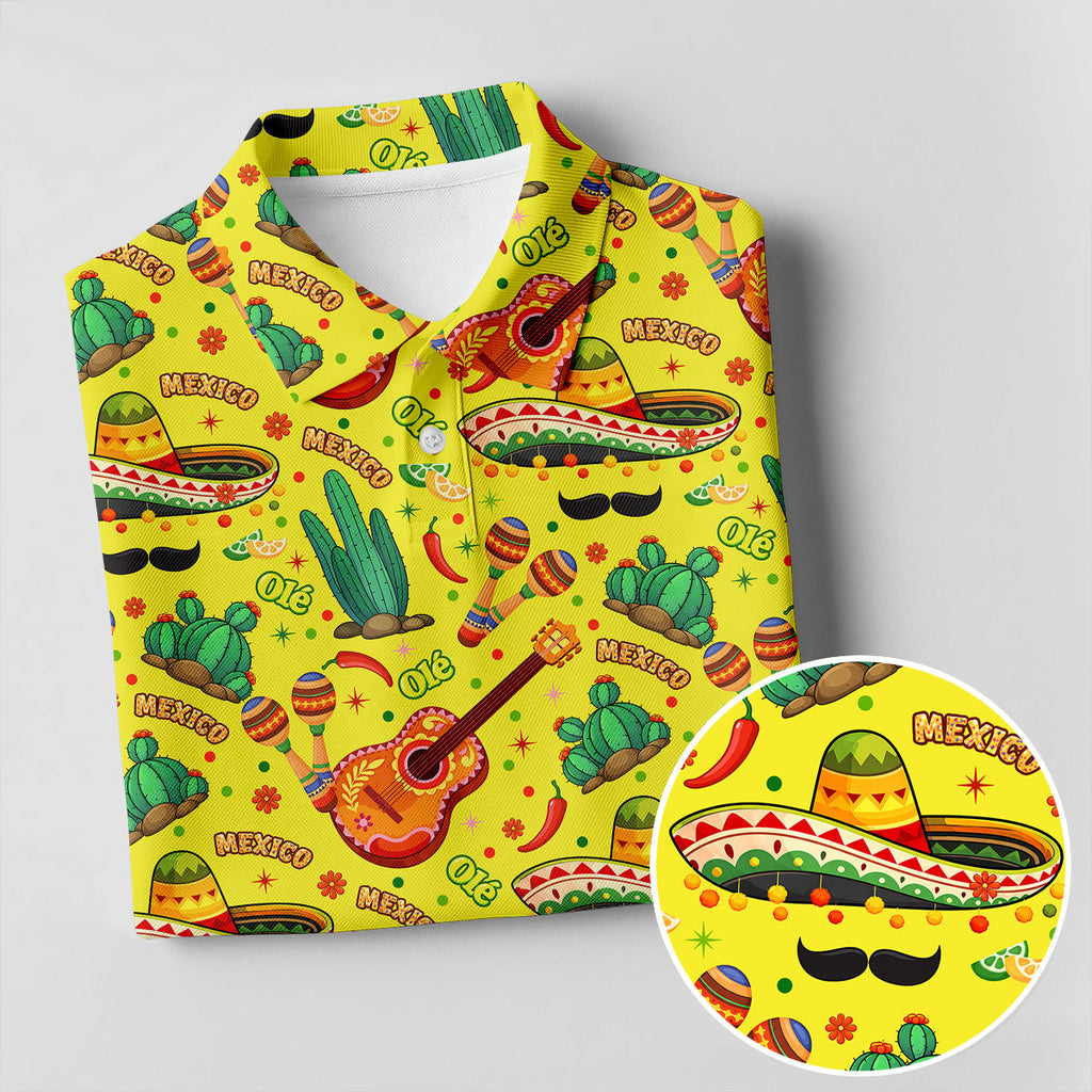 Olé Mexico Mexican Instruments Golf Tops For Men, Cinco De Mayo Celebration Golf Shirts For Men