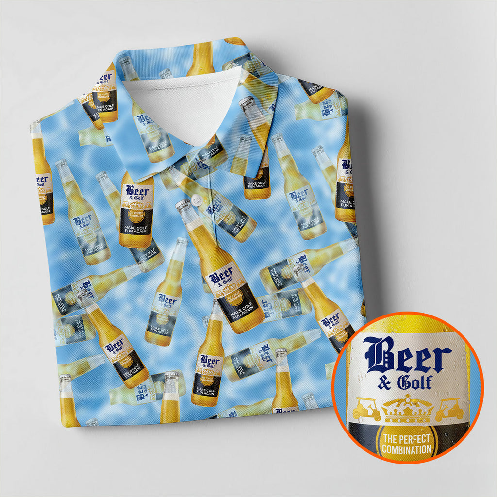 Beer And Golf The Perfect Combination Men's Funny Golf Shirts, Golf Shirts For Men, Polo Shirts For Men
