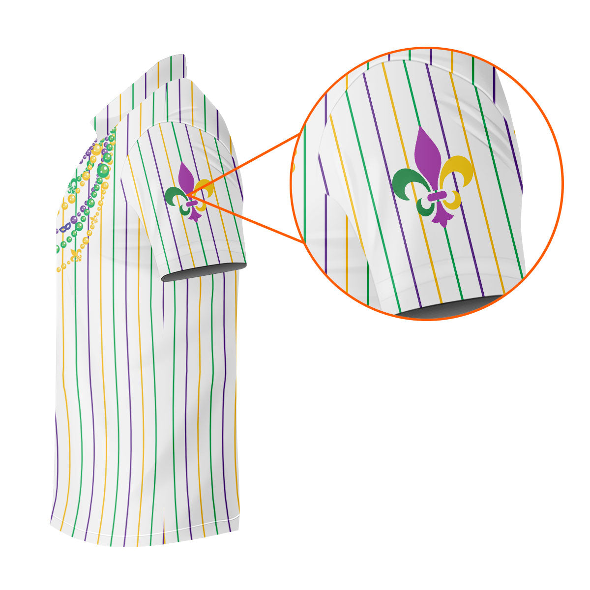 Mardi Gras Beads Necklaces Print White Golf Shirt, Golf Tops For Men, Polo Shirts For Men, Golf Shirts For Men