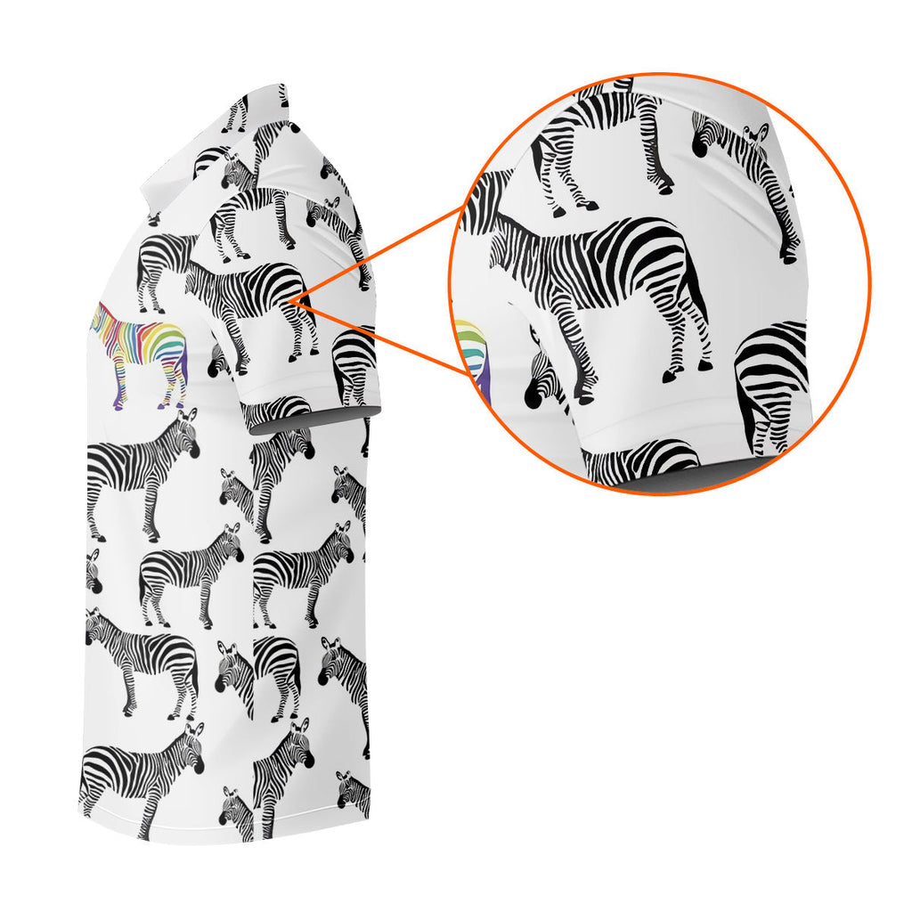 Rainbow Zebra Be Yourself Pride Month Support Golf Tops For Men, LGBT Community Polo Shirts For Men