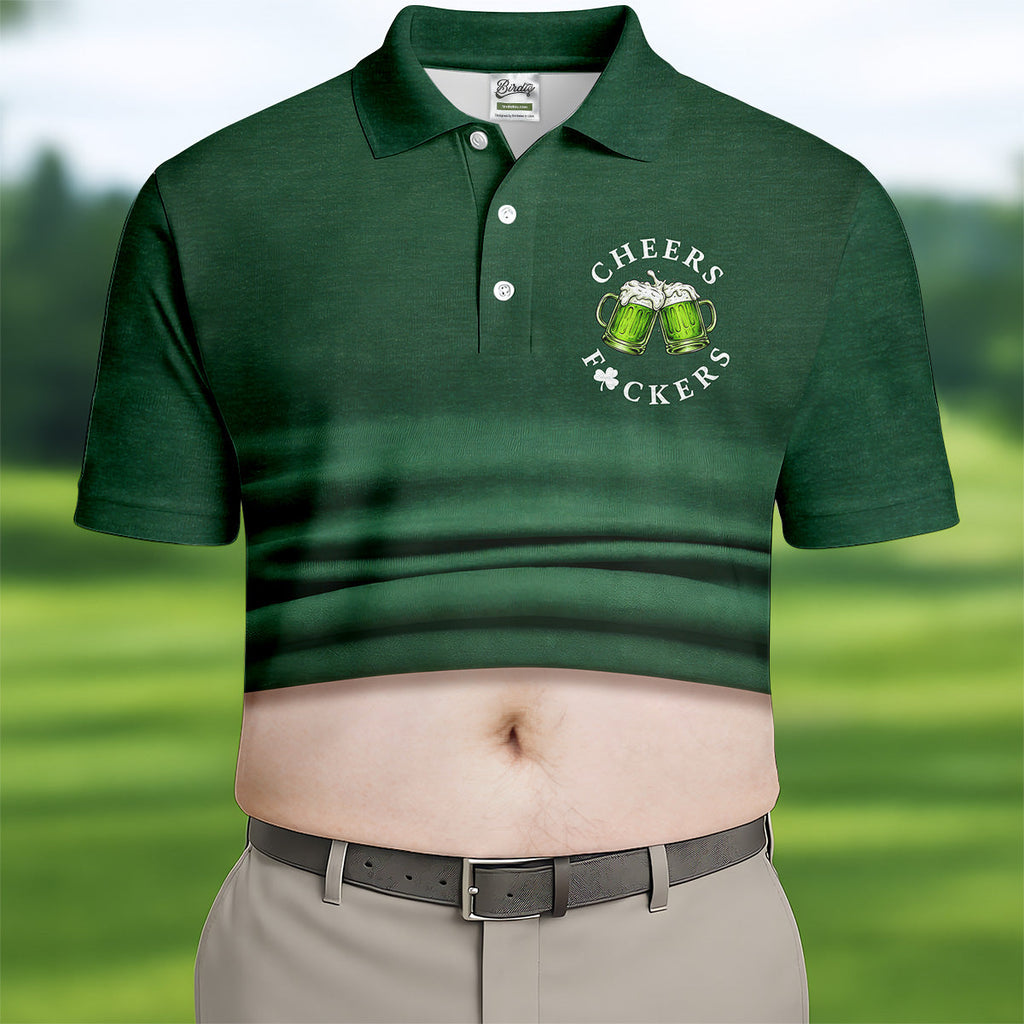 St Patrick's Day Cheers Men's Funny Golf Shirts, Polo Shirts For Men, Golf Shirts For Men