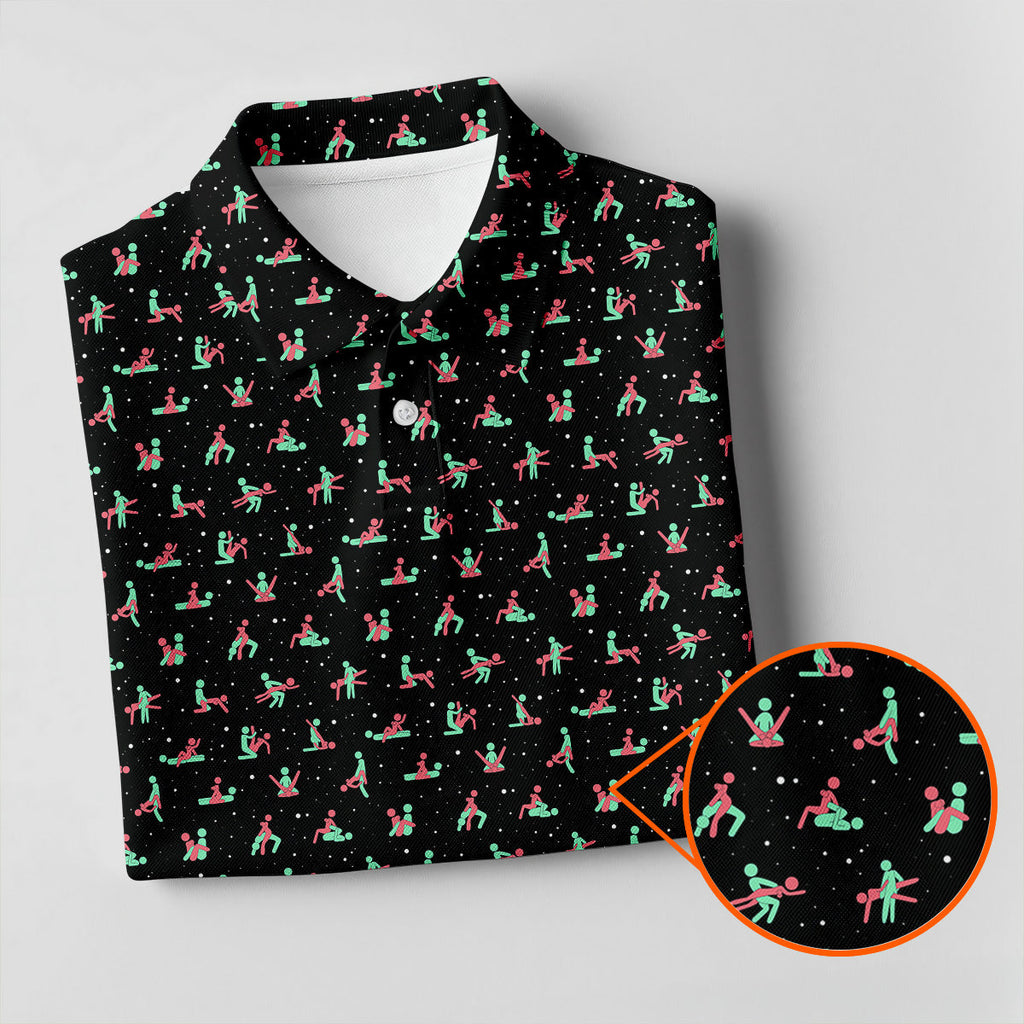 Naughty Couple Snow Pattern Christmas Golf Shirt, Fun Golf Shirts For Men, Golf Gift For Him, Polo ShirtFor Men