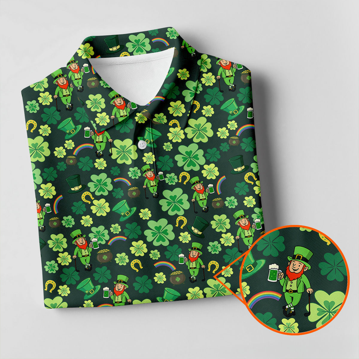 Shamrock St Patrick's Day Dark Green Golf Shirt, Polo Shirts For Men, Golf Shirts For Men, Golfing Apparel