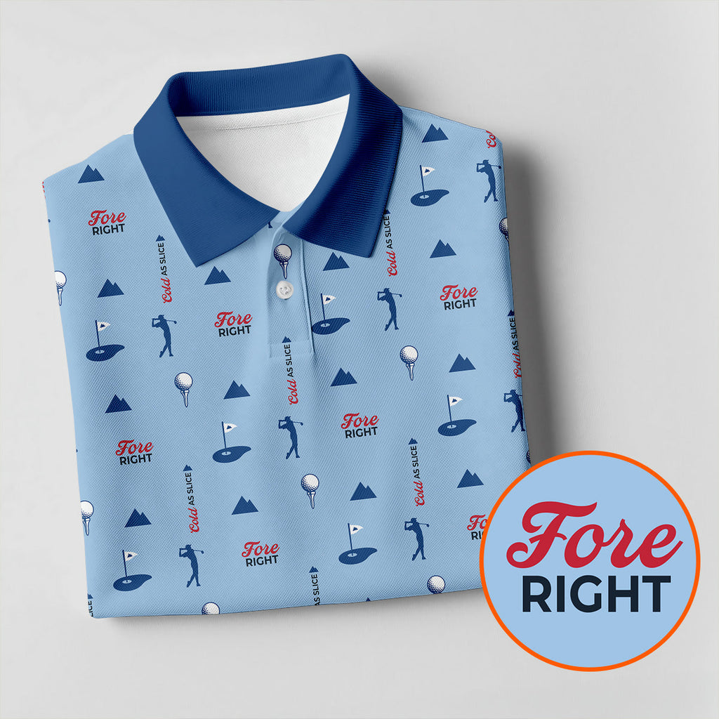 Fore Right Cold As Slice Golf And Beer Golf Shirts For Men, Polo Shirts For Men, Golfing Apparel