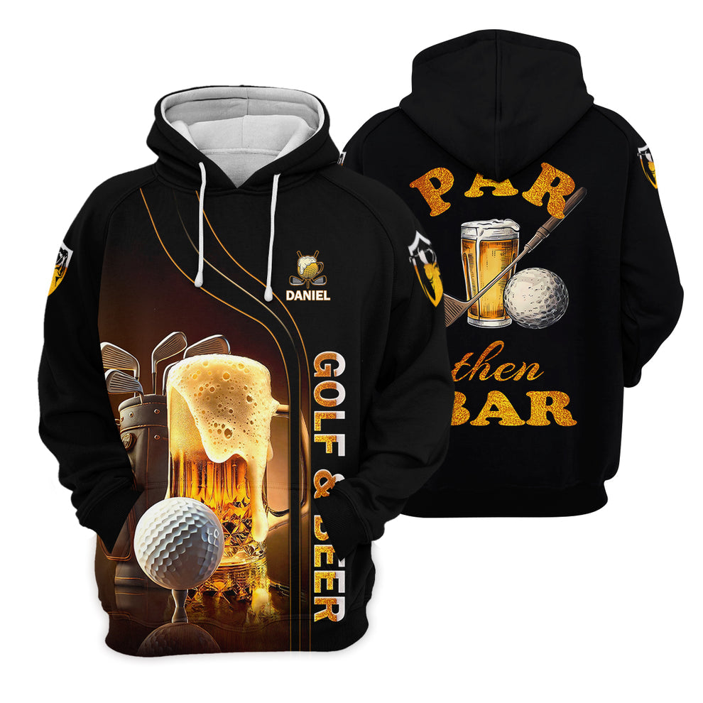Personalized Par Then Bar Golf Shirt, Custom Name Golf and Beer Performance Tee