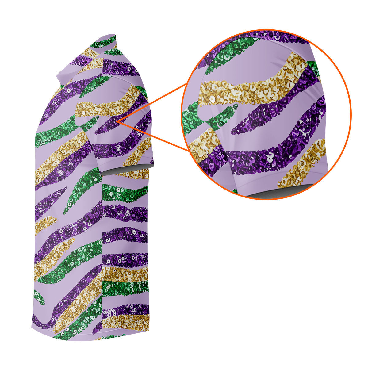 Purple Green Gold Sequin Pattern Light Purple Mardi Gras Golf Shirt, Polo Shirts For Men, Golf Shirts For Men