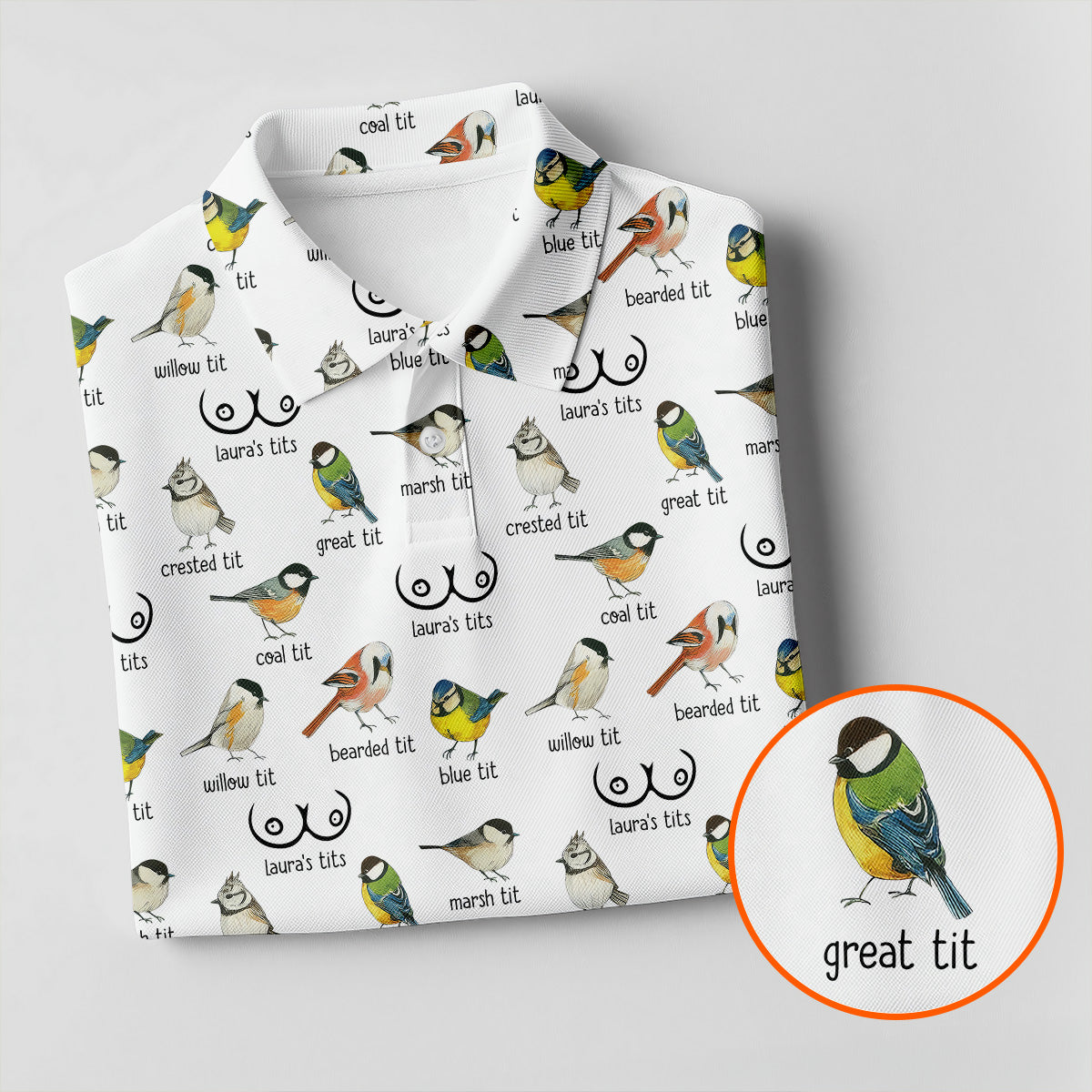 Funny Birds Adult Humor Men's Golf Shirts, Men's Funny Golf Shirts, Polo Shirts For Men