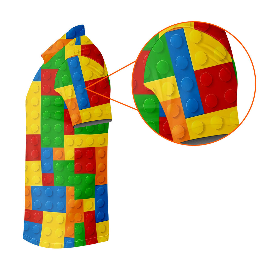 Lego Pattern Colorful Golf Shirt, Golf Tops For Men, Polo ShirtFor Men, Golf Shirts For Men