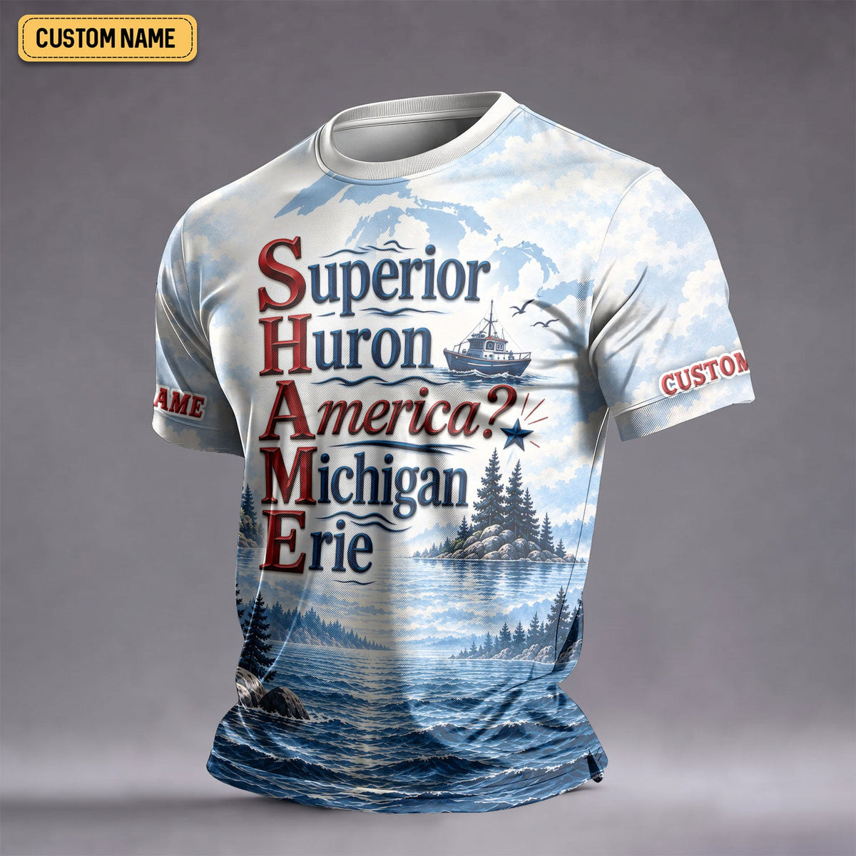 America Great Lakes Fishing UPF Shirt, Performance Fishing Shirt, UPF Sun Shirt For Men