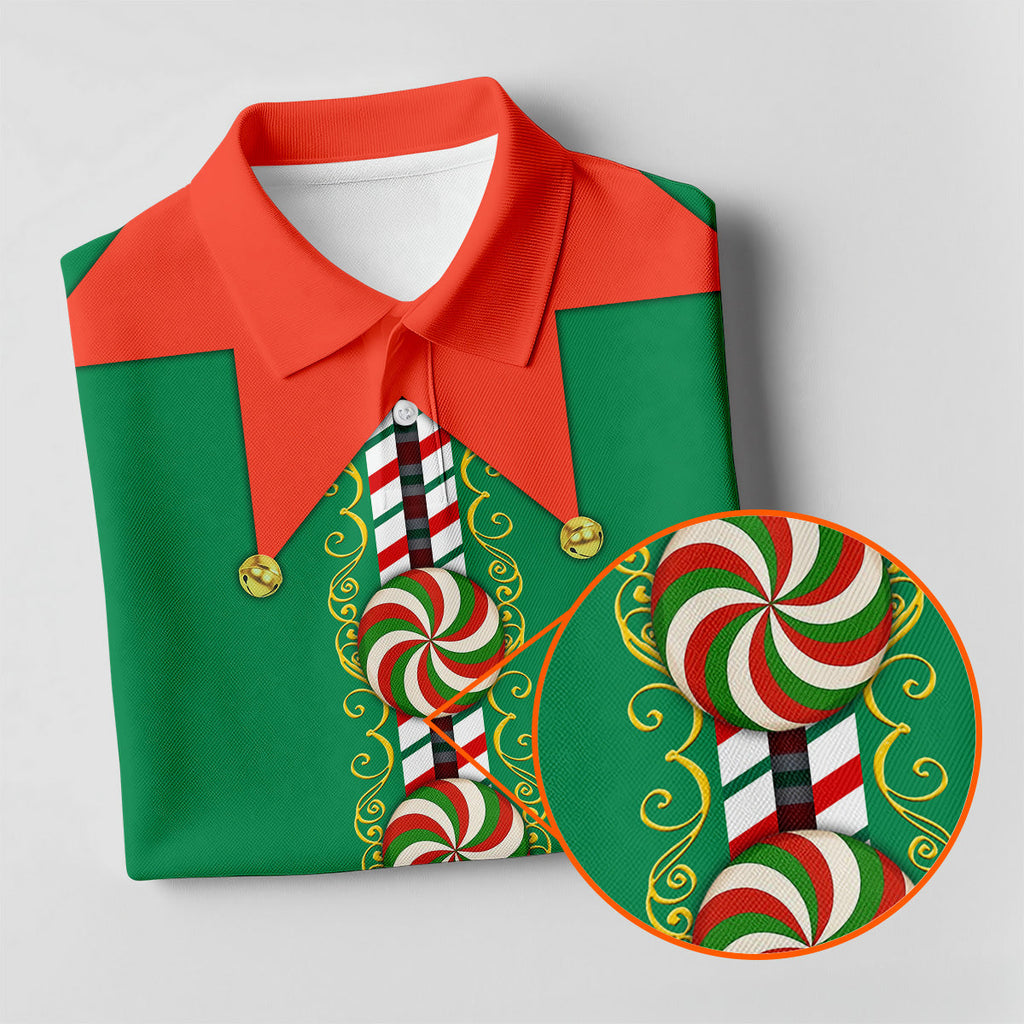 Funny Christmas Elf Golf Tops For Men, Christmas Golf Shirt, Polo ShirtFor Men, Christmas Golf Shirt