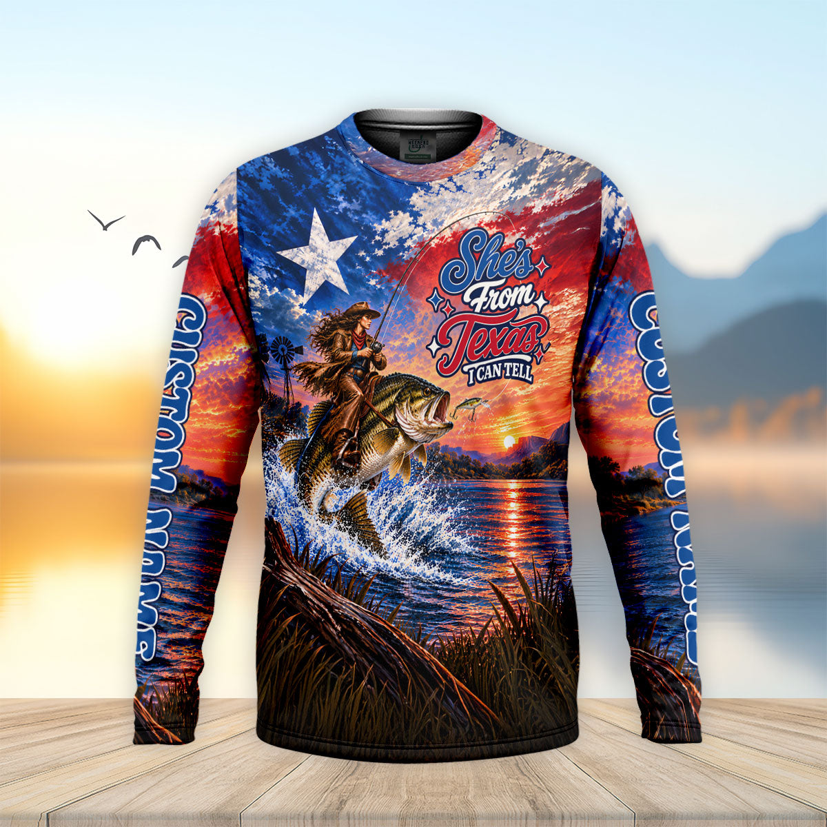 Shes From Texas I Can Tell Fishing UPF Shirt, Long Sleeve Fishing Shirt, Fishing Shirts For Men