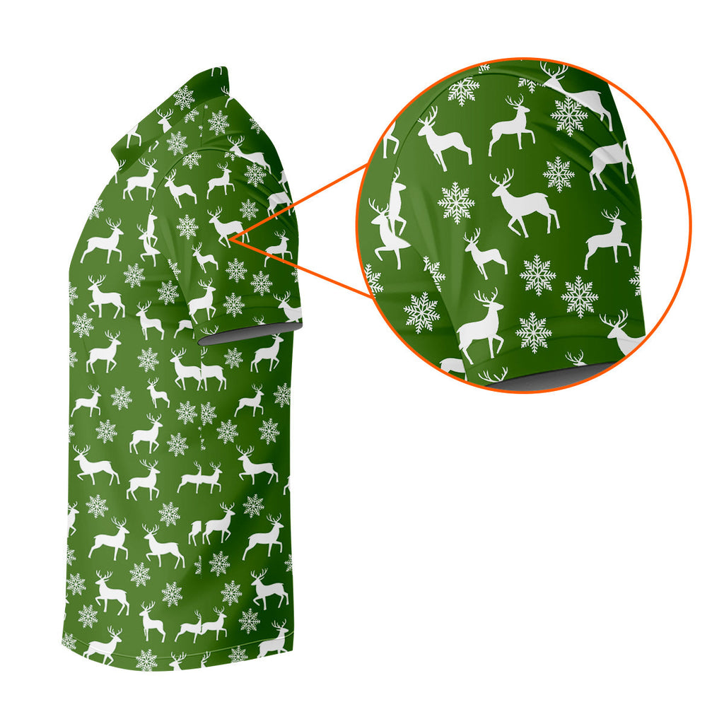 Reindeer Christmas Green Golf Shirt, Christmas Golf Shirt, Polo Shirts For Men, Golf Shirts For Men