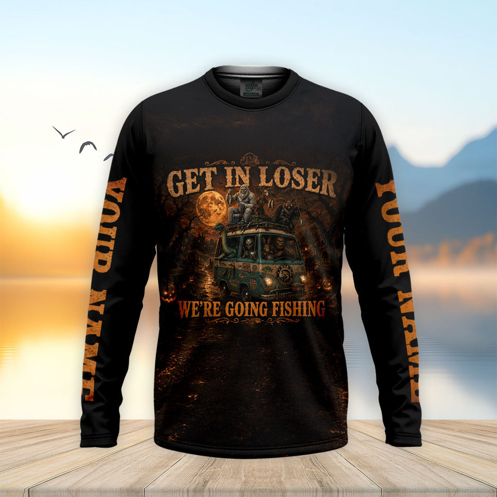 Get In Loser Were Going Fishing Halloween UPF Shirt, Funny Fishing Shirt, Mens Shirt