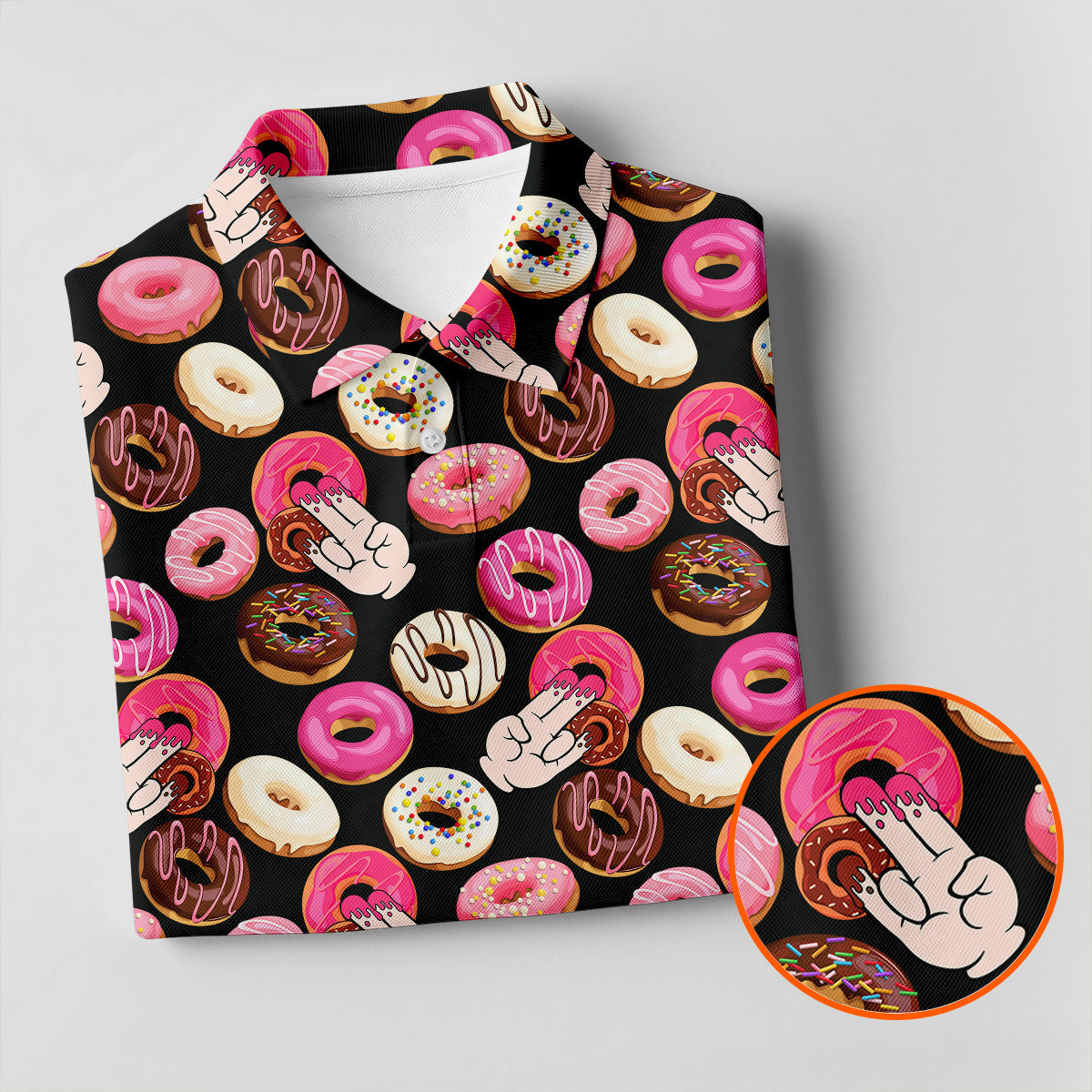 Funny Donut Adult Humor Black And Pink Fun Golf Shirts For Men, Valentines Golf Gift, Polo ShirtFor Men