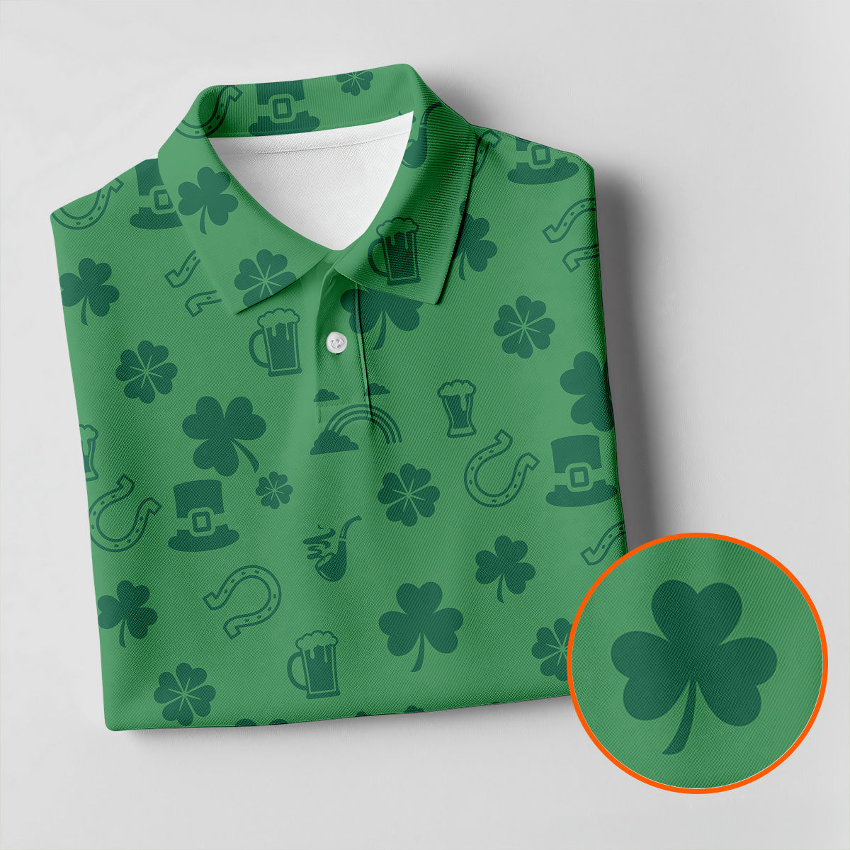 Leprechaun Hat Shamrock Beer Dark Green Seamless Pattern St. Patrick’s Day Golf Shirt, Women's Golf Tops