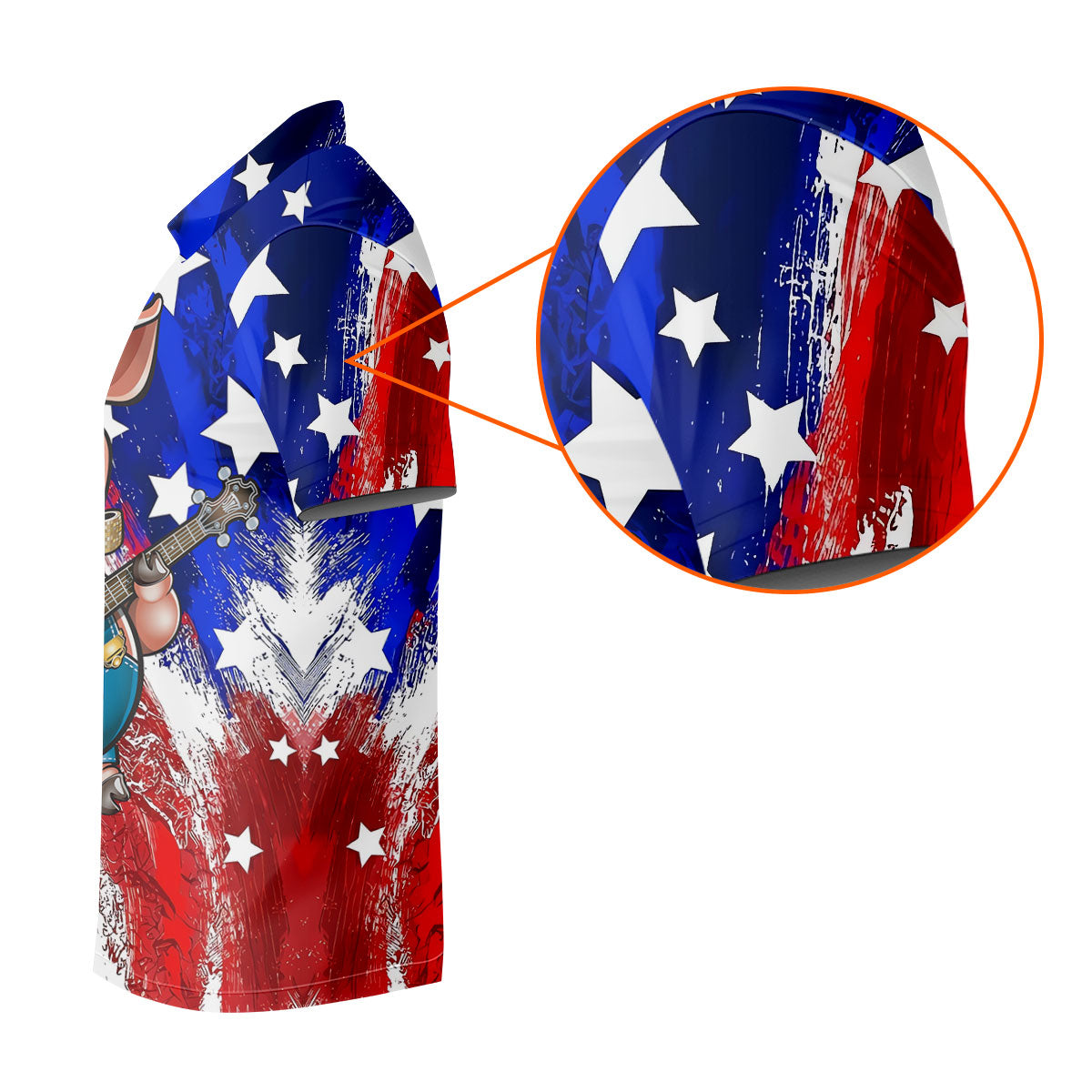 Patriotic American Flag Brush Strokes Funny BBQ 250th Anniversary Polo Shirts For Men, Golf Shirts For Men