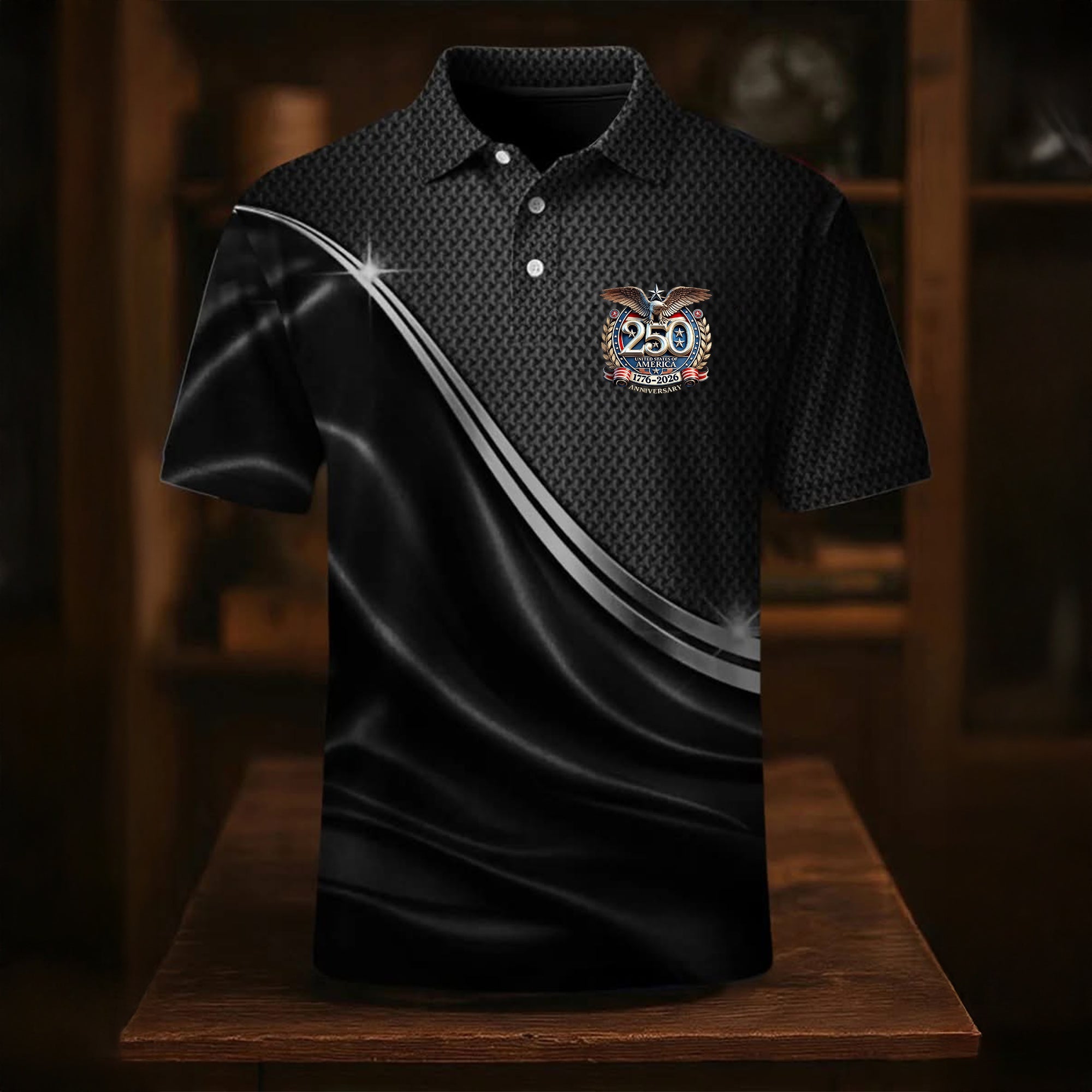 United States 250th Anniversary 4th Of July Golf Shirt, Patriotic Golf Shirt, Satin Print Golf Shirts For Men