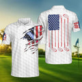American Flag Men's Golf Polo Shirt,US Patriotic Pride Men's Golf Polo Shirt, Patriotic Golf Shirt, USA Golf Shirt