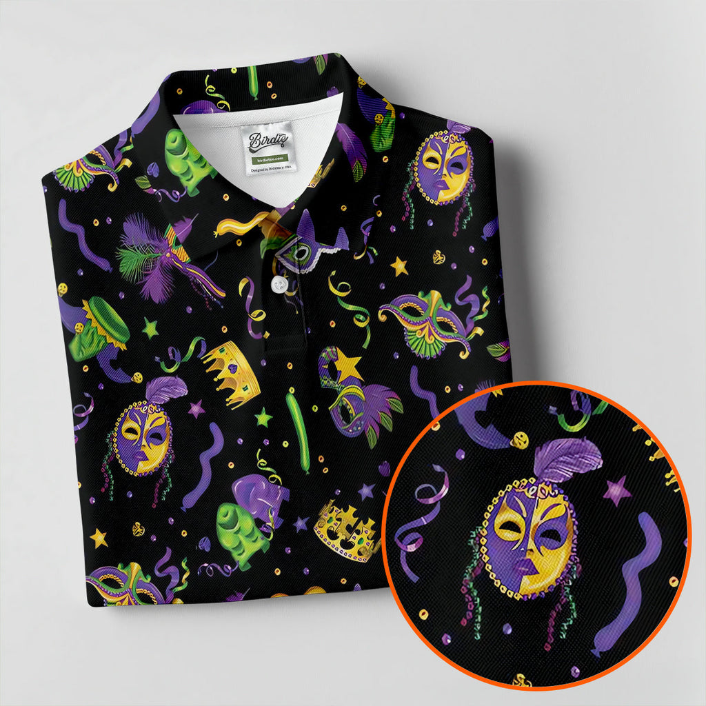 Mardi Gras Golf Golf Polo Shirt Mardi Gras Black Golf Shirt, Golf Tops For Men