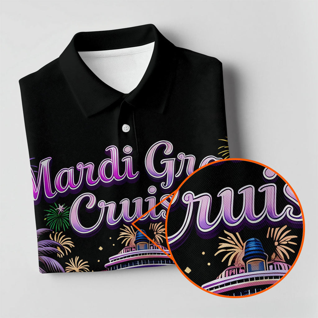 Mardi Gras Cruise Festive Theme Golf Tops For Men, Polo Shirts For Men, Golf Shirts For Men