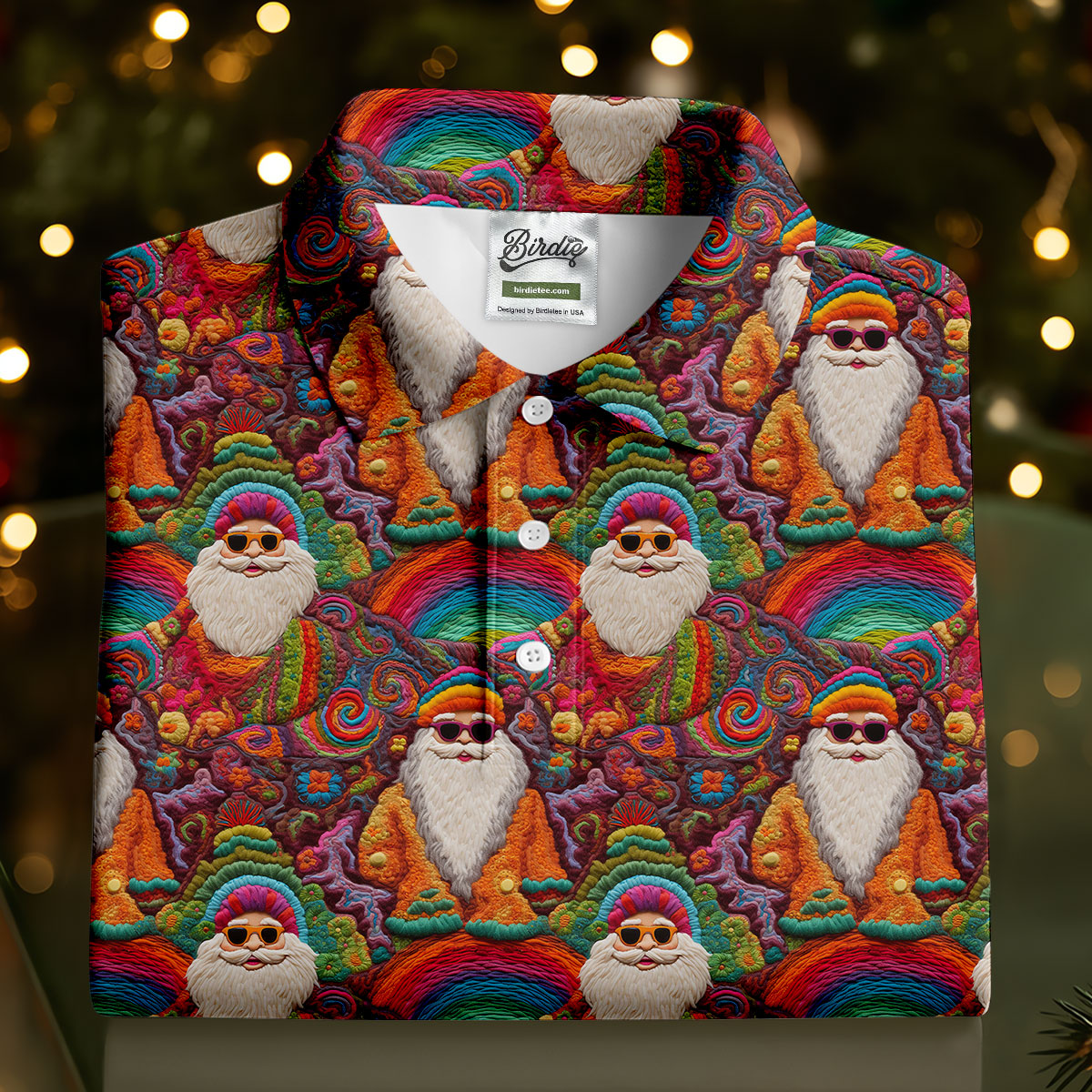 Groovy Hippie Santa Seamless Pattern Golf Shirts, Gifts For Golf Lovers, Christmas Golf Shirt, Golfing Apparel