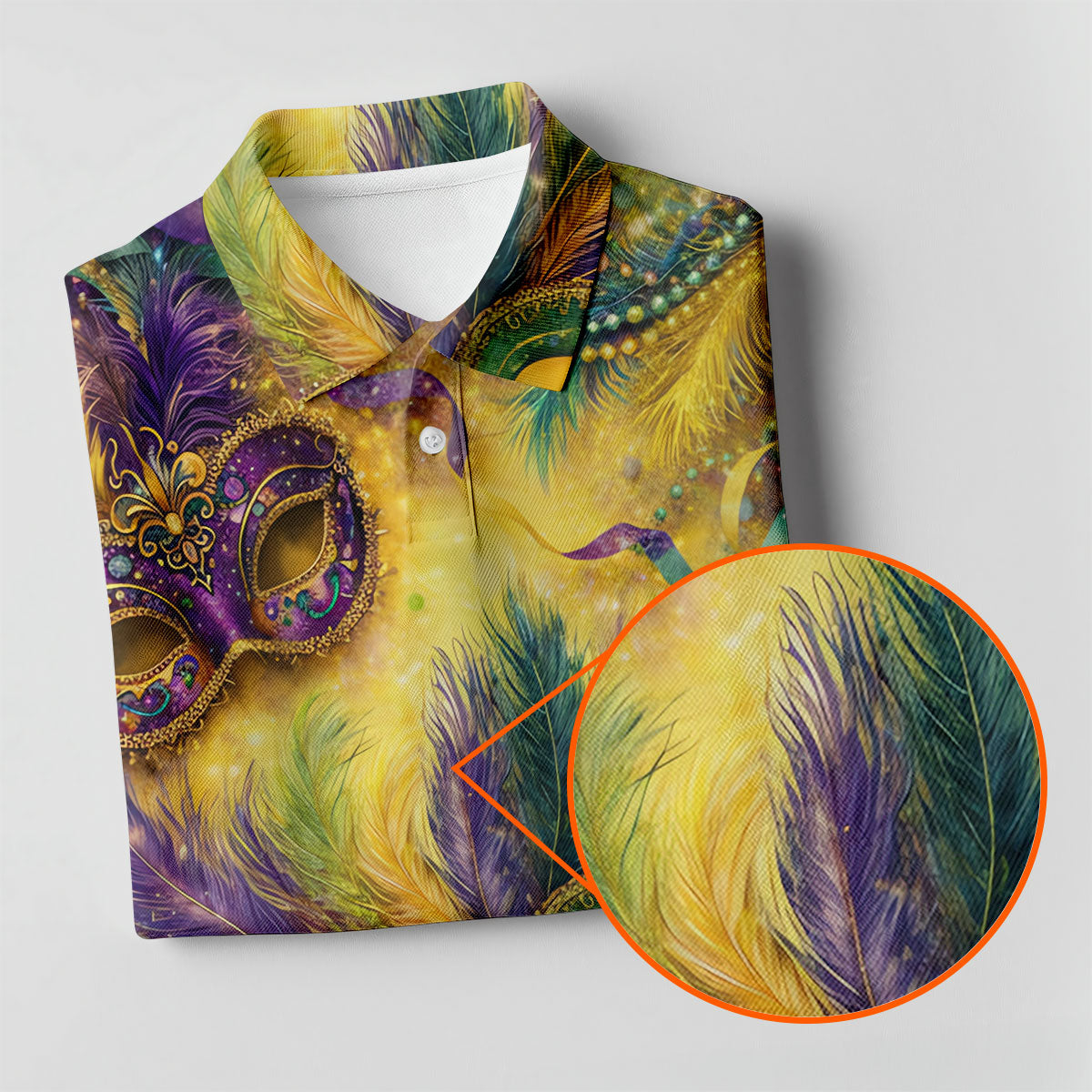 Masquerade Mask Beads Chain Sparkling Effect Mardi Gras Golf Shirt, Polo Shirts For Men, Golf Shirts For Men
