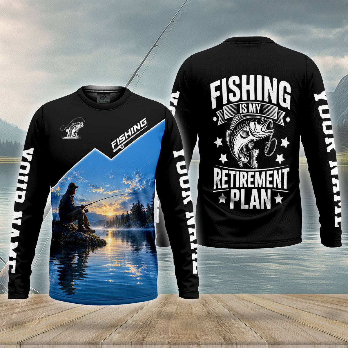 Fishing Is My Retirement Plan Bass Fishing UPF Shirt, Mens Fishing Shirt, Fishing Apparel