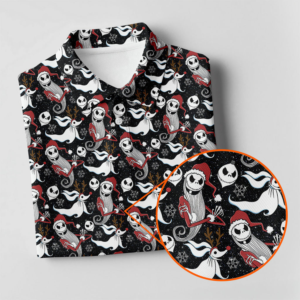 Horror Christmas Black Golf Shirt, Christmas Golf Shirt, Polo Shirts For Men, Golf Gift For Men