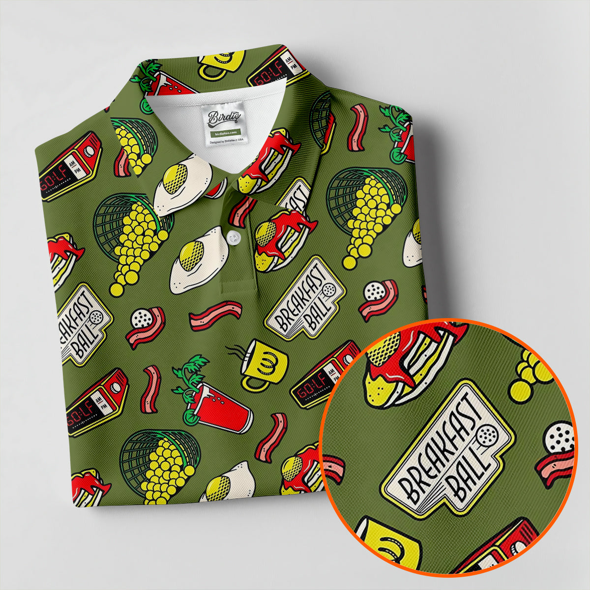 Breakfast Balls Golf Tops For Men, Men's Funny Golf Shirts, Golf Shirts For Men, Polo Shirts For Men
