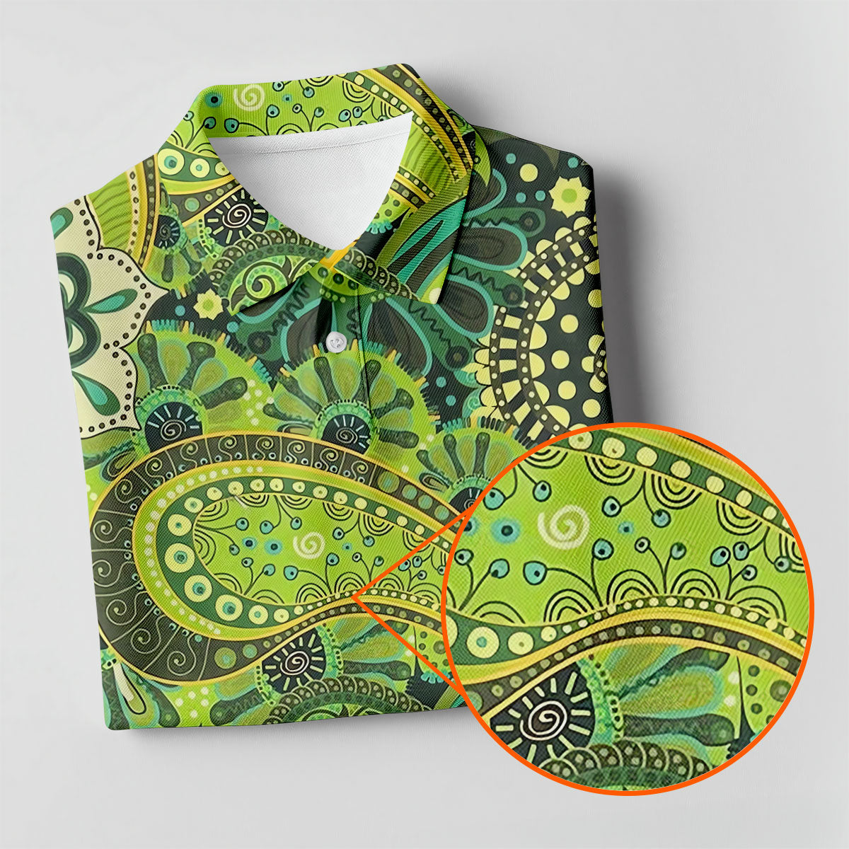 Paisley Print Green Golf Shirt, Golf Tops For Men, Polo Shirts For Men, Golf Shirts For Men