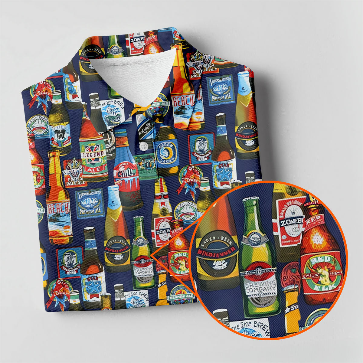 Beer Bottle Labels Navy Golf Shirt, Men's Funny Golf Shirts, Golf Tops For Men, Golf Shirts For Men