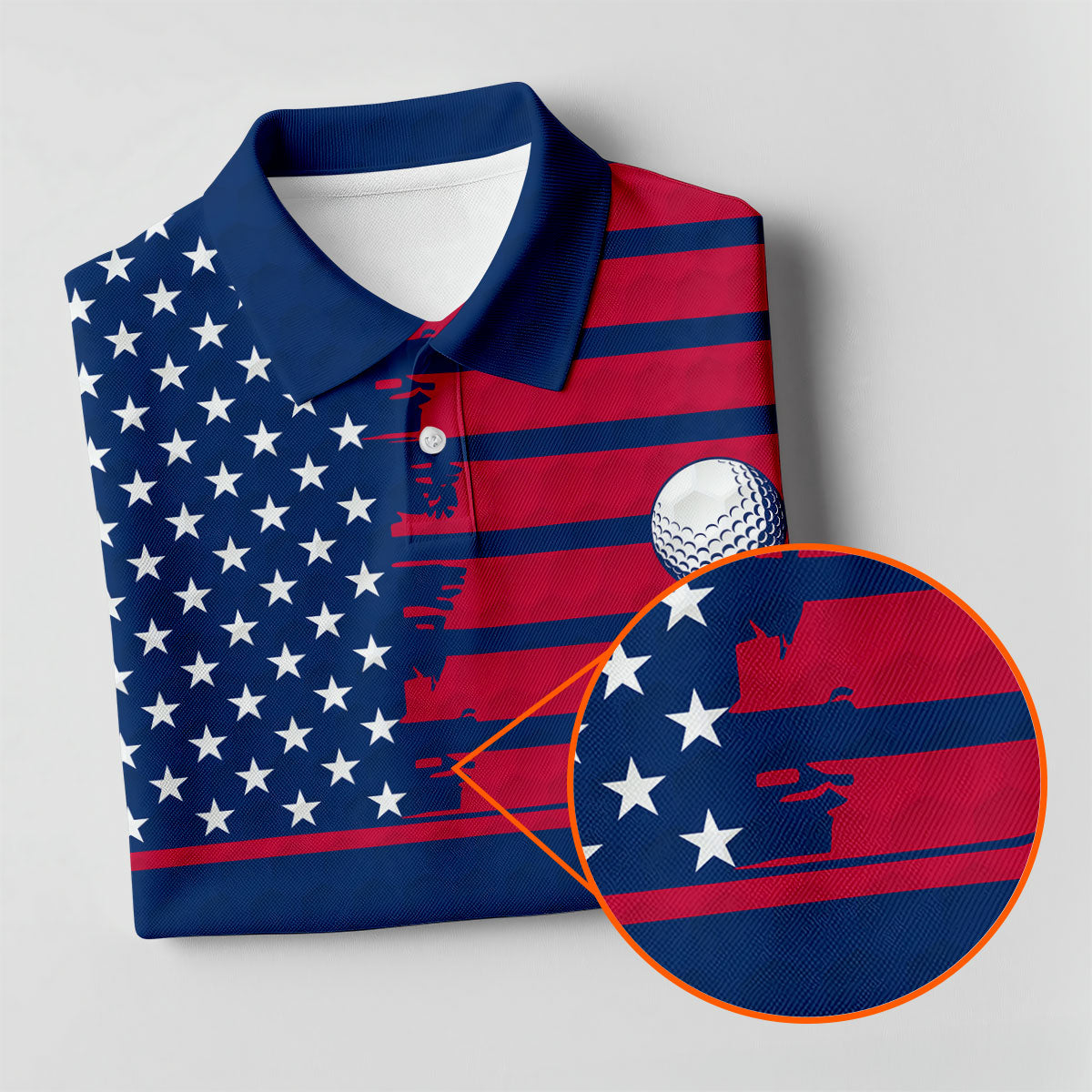 Stop Looking At My Putt US Flag Pattern Funny Golf Shirt, 250 Years 4th Of July Patriotic Golf Shirts For Men