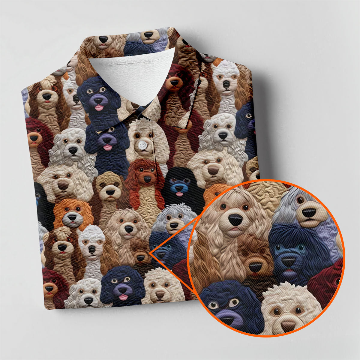 Cartoon Poodle Dog Men's Golf Polo Shirts, Gifts For Dog Lovers, Polo Shirts For Men
