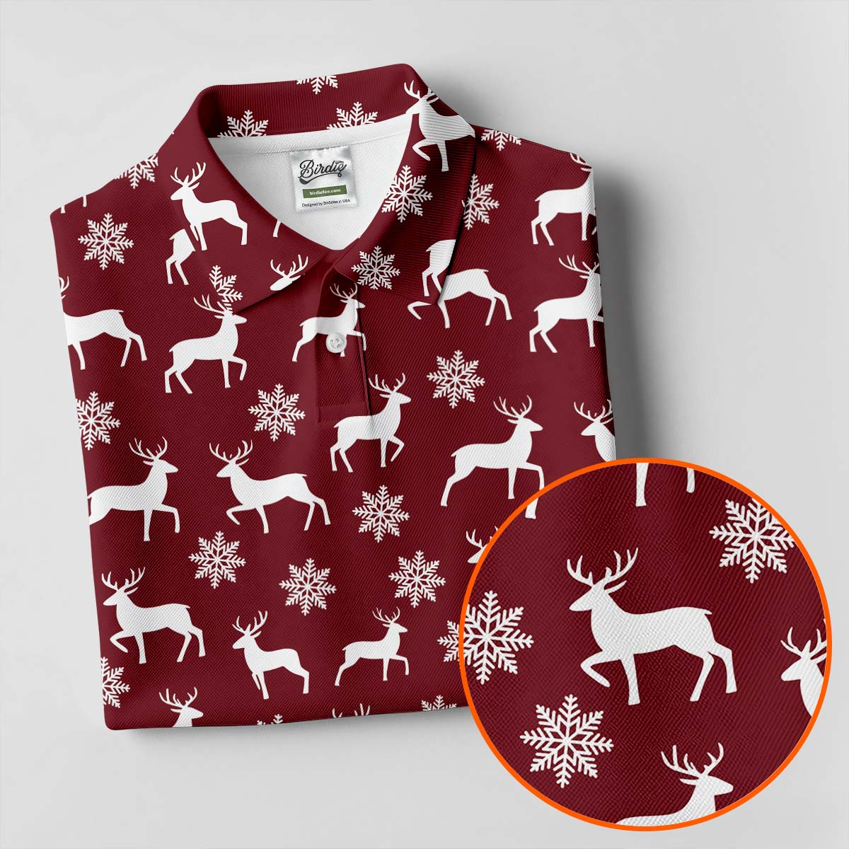 Reindeer Christmas Maroon Golf Shirt, Christmas Golf Shirt, Polo Shirts For Men, Golf Shirts For Men