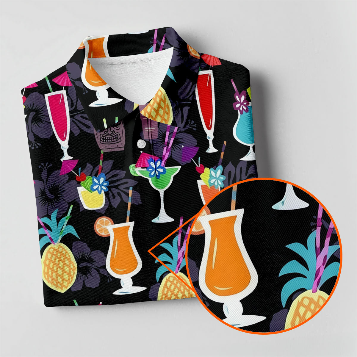 Tropical Drinks Dark Floral Cinco De Mayo Celebration Fiesta Themed Golf Tops For Men, Golf Shirts For Men
