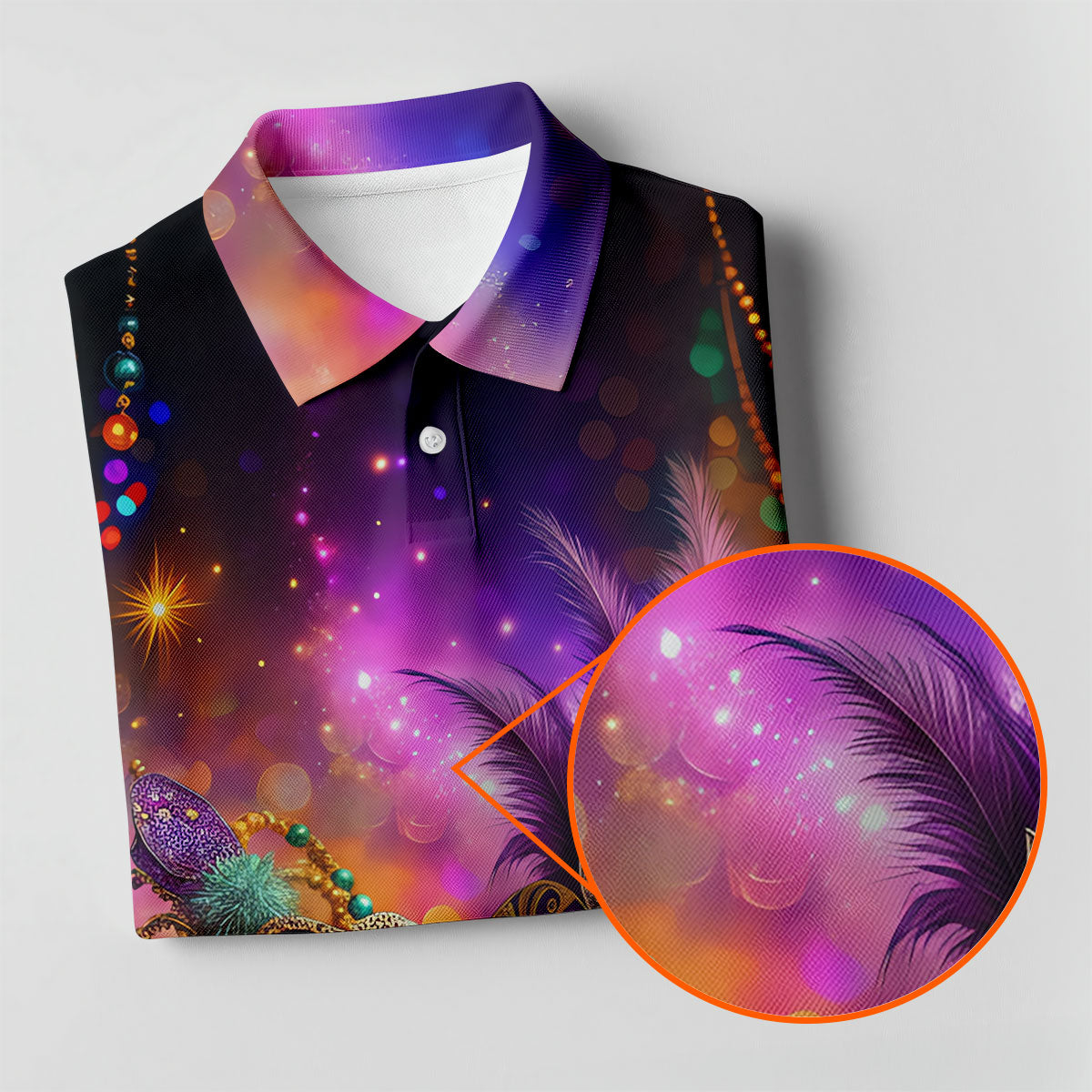 Carnival Mask Beads Chain Bokeh Effect Mardi Gras Golf Shirt, Polo Shirts For Men, Golf Shirts For Men