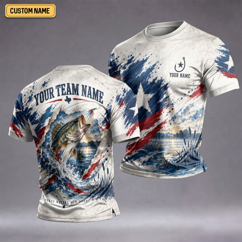 Personalized Texas Bass Fishing UPF Shirt, Fishing Shirts For Men, Bass Fishing Shirt