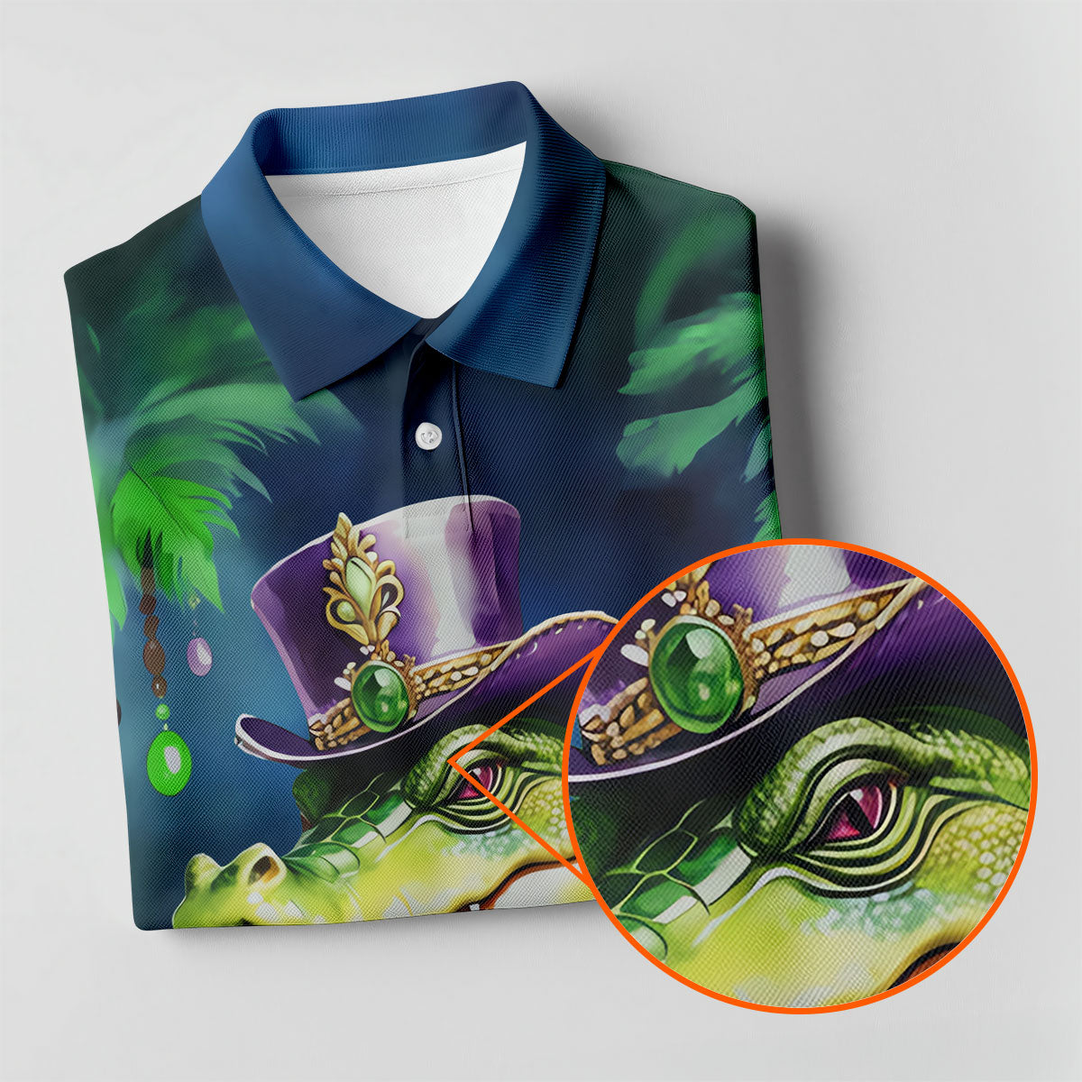 Mardi Gras Alligator Navy Golf Shirt, Men's Funny Golf Shirts, Polo Shirts For Men, Golf Shirts For Men