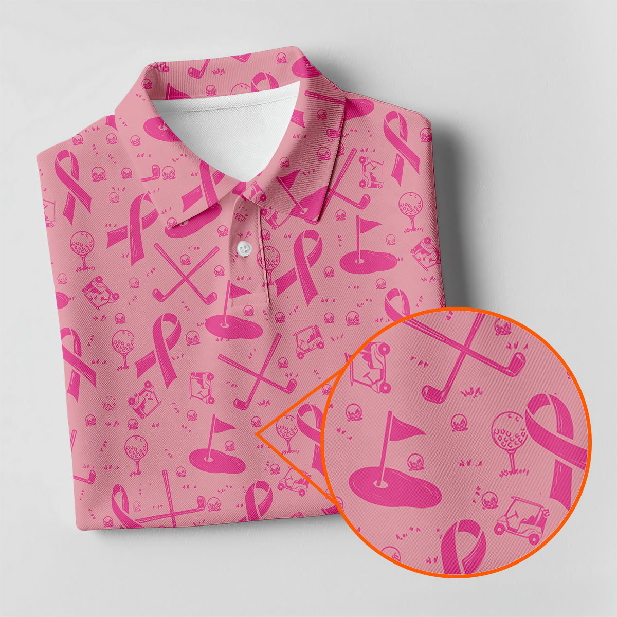 Awareness Ribbon Light Pink Golf Shirt, Cancer Awareness Shirt, Ladies Golf Shirts, Golfing Apparel