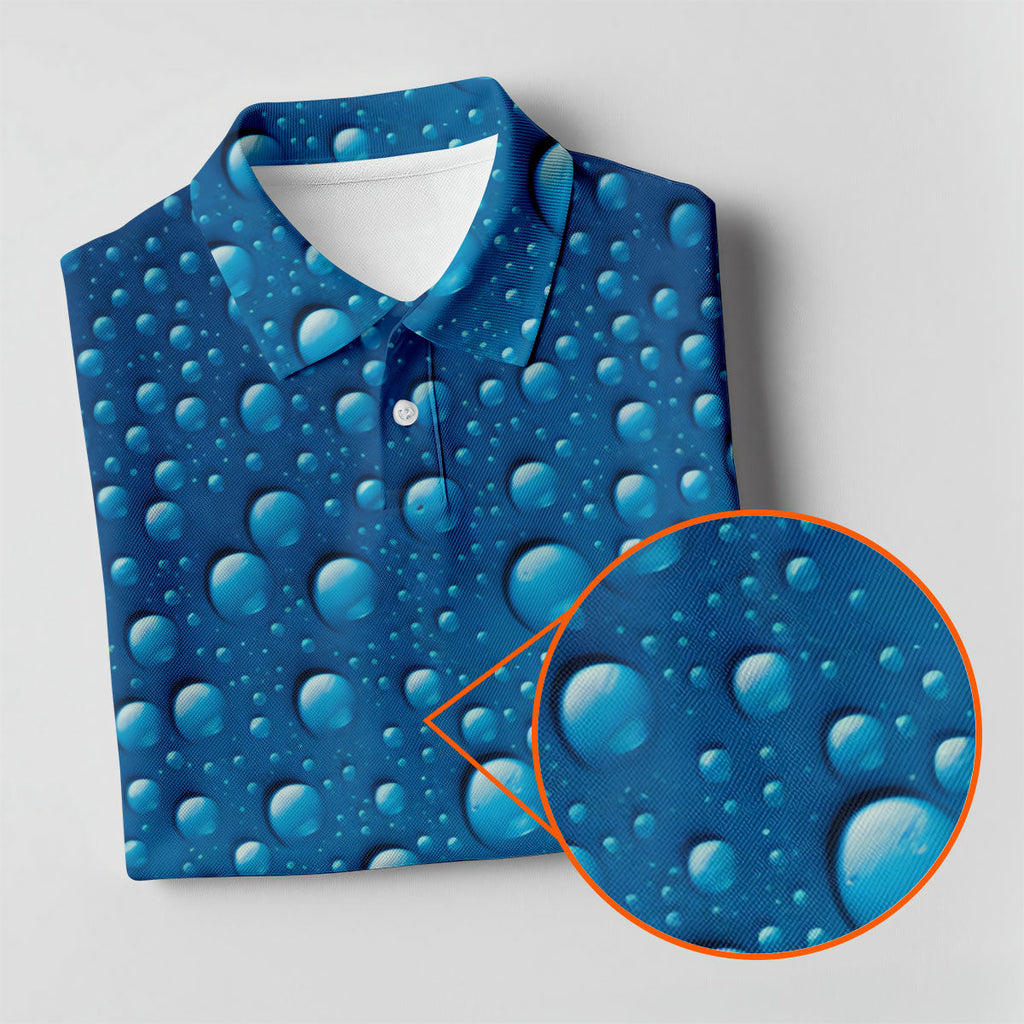 Rain Drops Blue Golf Shirt, Golf Tops For Men, Golf Shirts For Men, Polo Shirts For Men