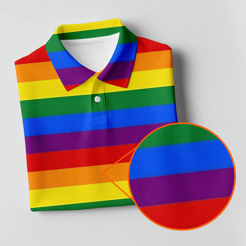 LGBT Rainbow Flag Golf Tops For Men, Gay Pride Month Celebrate Golf Shirts For Men