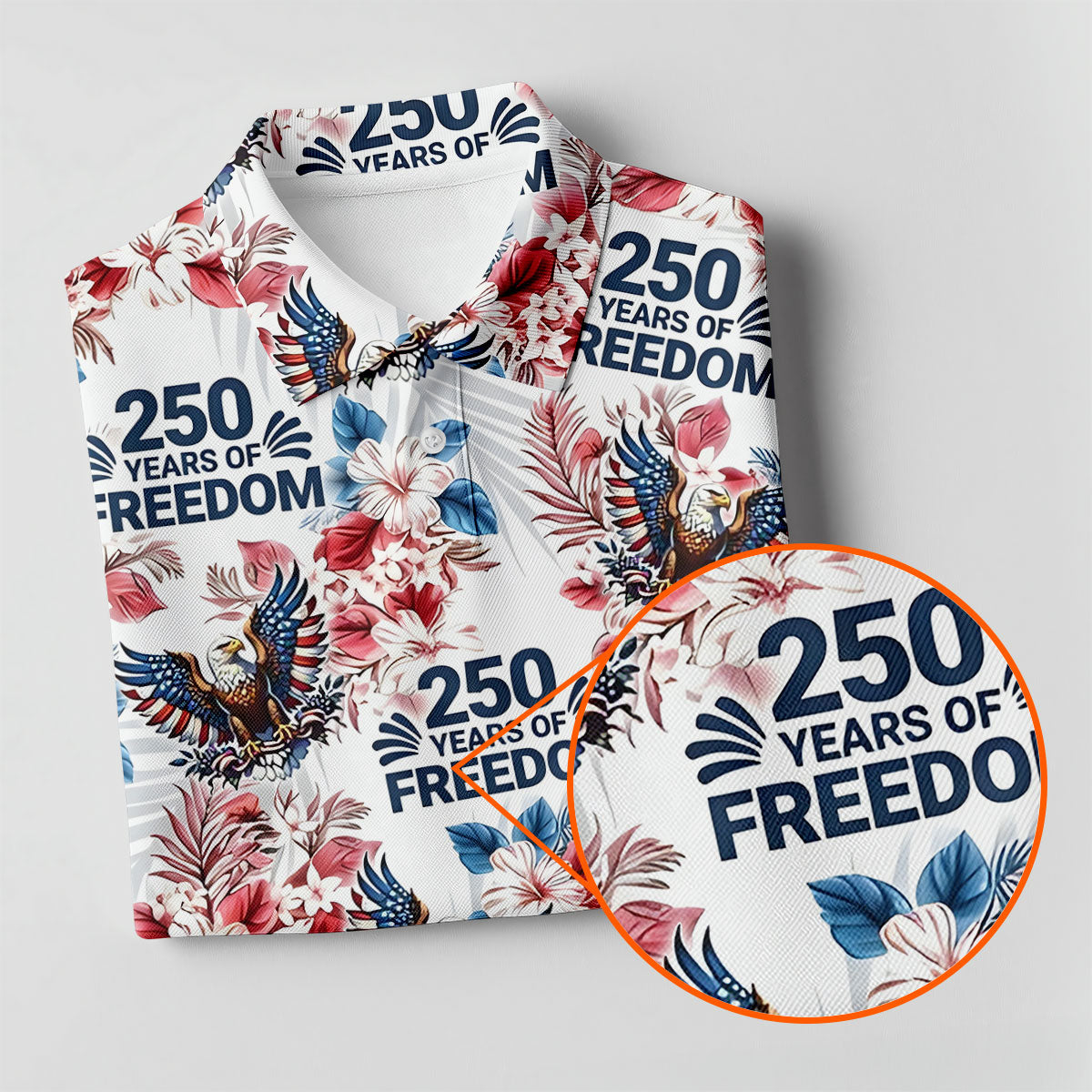 America 250 Years Of Freedom Tropical Vibe Patriotic Golf Shirt, 4th Of July Golf Shirt, Golf Shirts For Men