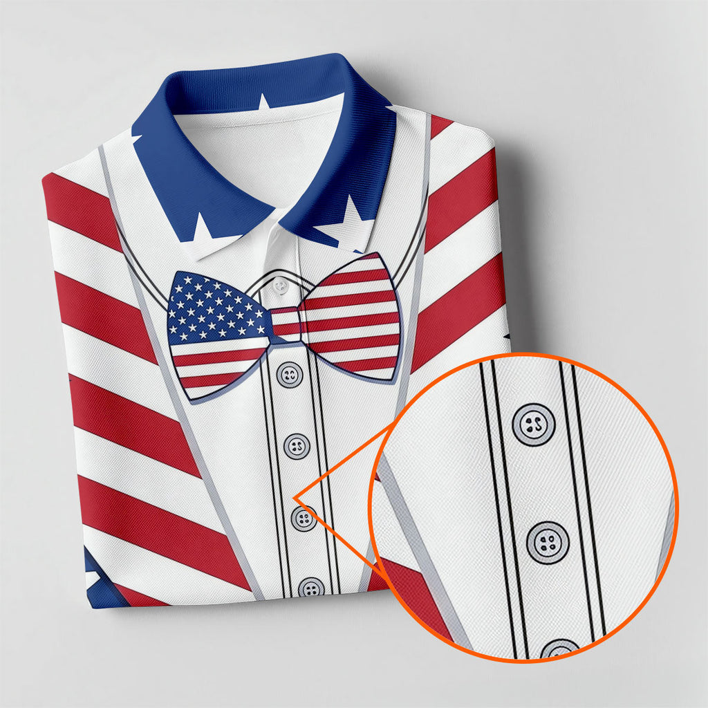 US Flag Costume Patriotic 4th Of July Golf Shirt, 250th Anniversary Polo Shirts For Men