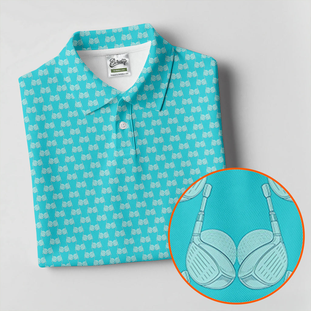 Funny Golf Balls Adult Humor Turquoise Blue Golf Tops For Men, Polo Shirts For Men