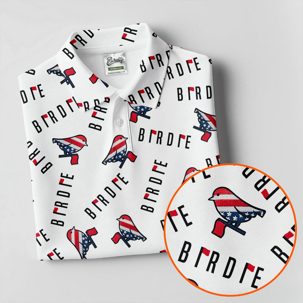 American Flag Pattern Patriotic 4th Of July Golf Tops For Men, 250th Anniversary Golf Shirts For Men