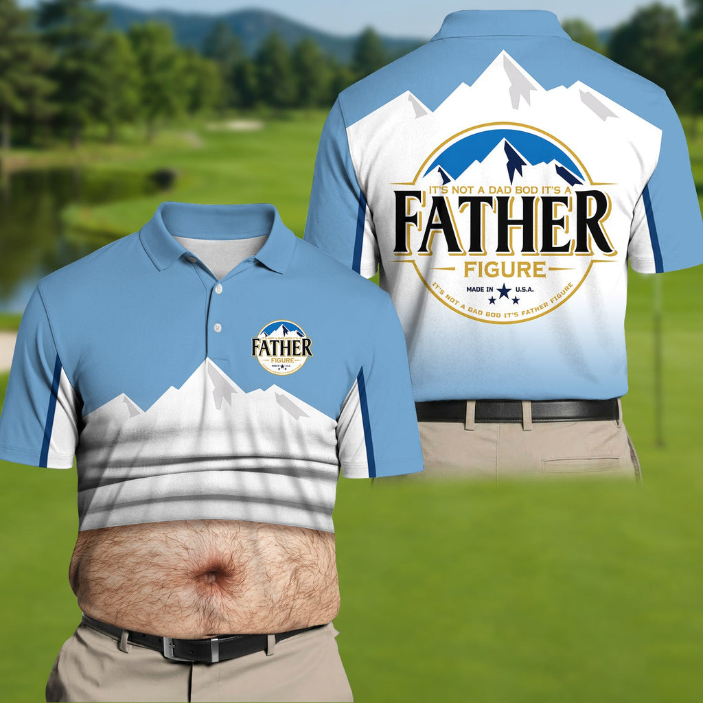 It's Not A Dad Bod It's A Father Figure Men's Funny Golf Polo Shirts, Father's Day Golf Shirt, Golf Gift For Dad